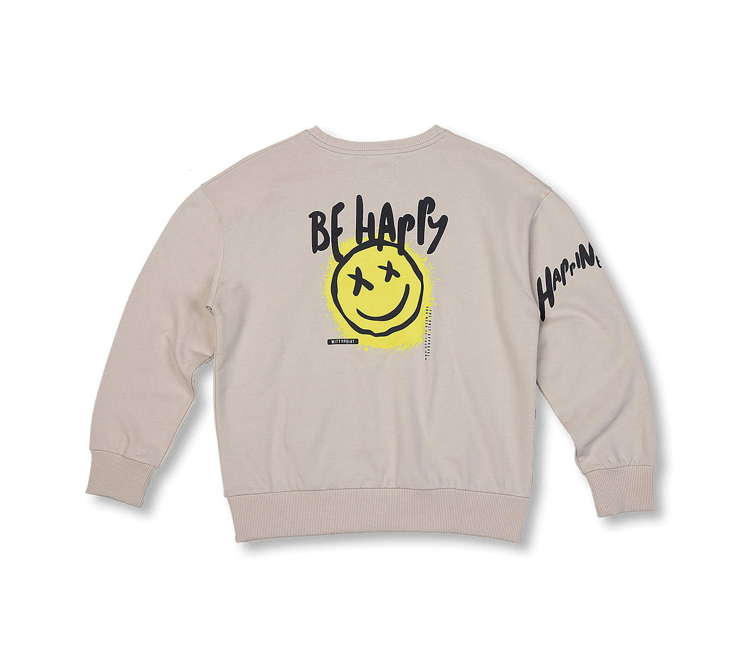 Graffiti Collection | 'Be Happy' Slogan Print Sweatshirt