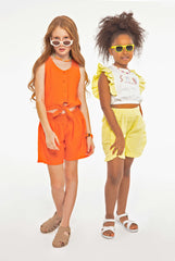 Marine Collection | Coral Sleeveless Knot Front Short Overall