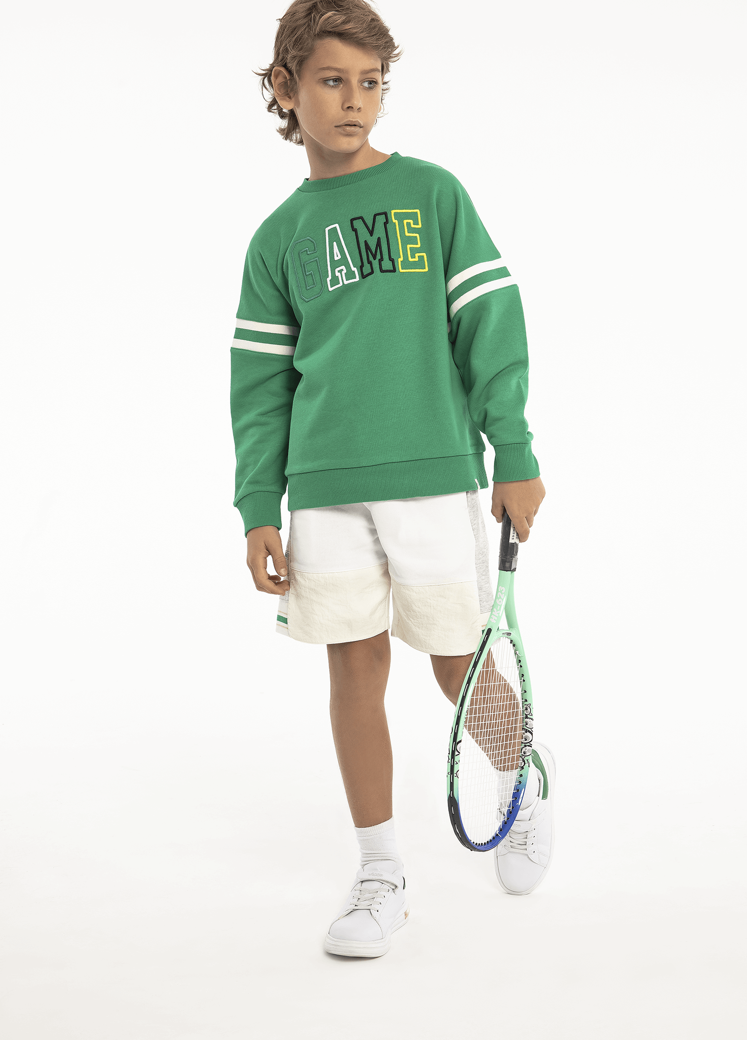 Tennis Collection | Slogan Raised Embroidery Sweatshirt