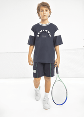 059 | Tennis Collection | Slogan Patch Bermuda Shorts