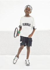 059 | Tennis Collection | Slogan Patch Bermuda Shorts