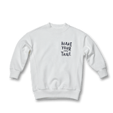 098 | Crew Neck Slogan Embossed Sweatshirt
