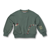 043 | Green Floral Embroidered Sweatshirt