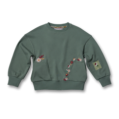 Green Floral Embroidered Sweatshirt